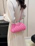 PU Ruched Bag Kiss Lock Pink