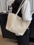 Straw Shoulder Tote Bag Letter Patch Decor