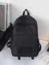 Release Buckle Decor Functional Backpack Black