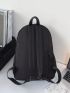 Release Buckle Decor Functional Backpack Black