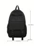 Release Buckle Decor Functional Backpack Black