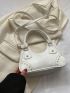 Studded Decor Shoulder Bag Small White