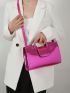 Artificial Patent Leather Square Bag Crocodile Embossed Medium