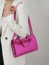 Artificial Patent Leather Square Bag Crocodile Embossed Medium