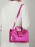 Artificial Patent Leather Square Bag Crocodile Embossed Medium