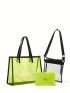 3pcs Bag Set Tote Shoulder Bag Purse Clear Design