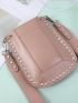 Solid Color Square Bag Studded Decor