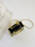 Mini Square Bag Gold Zipper Front Decor Double Handle
