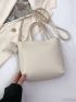 Litchi Embossed Bucket Bag With Bag Charm Minimalist