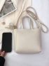 Litchi Embossed Bucket Bag With Bag Charm Minimalist