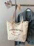 Large Shopper Bag Letter Graphic Preppy