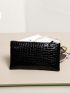 Crocodile Embossed Long Wallet Zipper Black