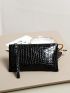 Crocodile Embossed Long Wallet Zipper Black