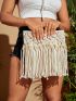 VCAY Bead & Fringe Decor Square Bag