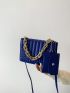 Crocodile Embossed Square Bag With Coin Purse Blue