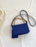 Crocodile Embossed Square Bag With Coin Purse Blue