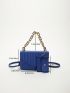 Crocodile Embossed Square Bag With Coin Purse Blue