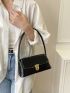 Crocodile Embossed Baguette Bag Flap Small