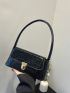 Crocodile Embossed Baguette Bag Flap Small