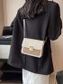 Crocodile Embossed Square Bag Mini Flap