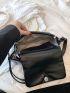 Black Square Bag Minimalist Flap With Coin Purse For Work