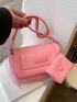 Small Square Bag Solid Color Flap With Coin Purse