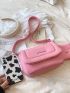 Small Square Bag Solid Color Flap With Coin Purse