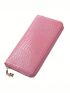 Fashion Pu Crocodile Embossed Women Long Wallet Zipper Around