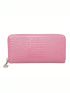 Fashion Pu Crocodile Embossed Women Long Wallet Zipper Around