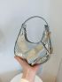 Mini Hobo Bag Crocodile Embossed With Purse