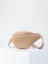 Mini Straw Bag With Zipper