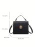 Mini Flap Square Bag Litchi Embossed Metal Decor