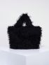 Small Top Handle Bag Fluffy Black