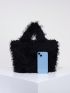 Small Top Handle Bag Fluffy Black