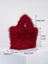 Small Bucket Bag Red Fuzzy Top Handle