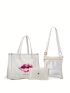 3pcs Bag Set Tote Shoulder Bag Purse Lip & Letter Graphic, Best Work Bag For Women