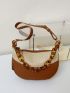 Medium Hobo Bag Two Tone Chain Decor