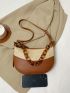 Medium Hobo Bag Two Tone Chain Decor