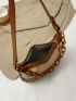 Medium Hobo Bag Two Tone Chain Decor