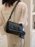 Black Square Bag Minimalist Flap With Coin Purse For Work