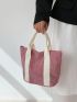 Corduroy Square Bag Colorblock Double Handle For Daily