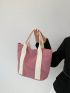 Corduroy Square Bag Colorblock Double Handle For Daily