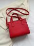 Mini Square Bag Red Fashionable Double Handle With Bag Charm