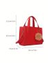 Mini Square Bag Red Fashionable Double Handle With Bag Charm