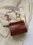 Mini Square Bag Crocodile Embossed Flap Chain Strap For Daily