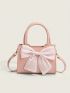 Mini Crocodile Embossed Square Bag Bow Decor Double Handle