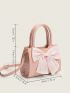 Mini Crocodile Embossed Square Bag Bow Decor Double Handle