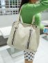 Small Shoulder Tote Bag Zipper Front Decor Double Handle For Daily