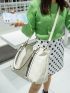 Small Shoulder Tote Bag Zipper Front Decor Double Handle For Daily