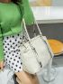 Small Shoulder Tote Bag Zipper Front Decor Double Handle For Daily